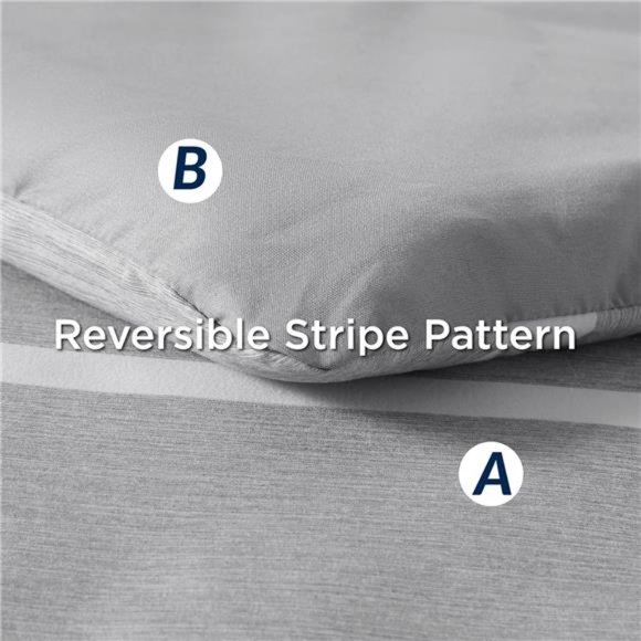 Bed in a Bag Queen 7 Pieces, Grey White Striped Queen Bed Set Reversible - Picture 6 of 6